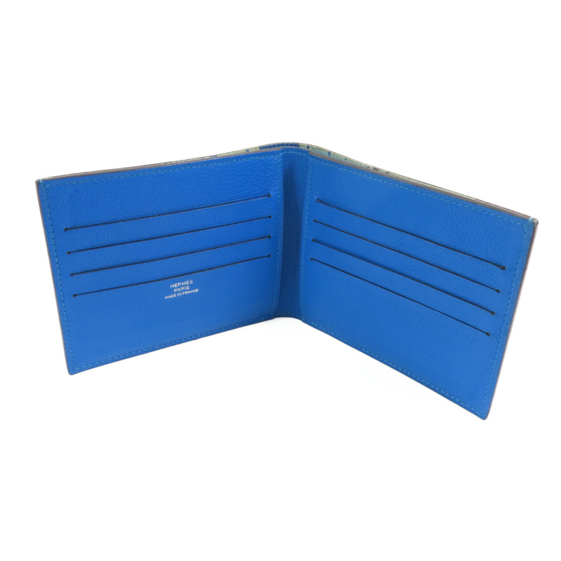 HERMES Evercolor皮革Citizen Twill Compact Wallet短錢包Bleu Hydra-11