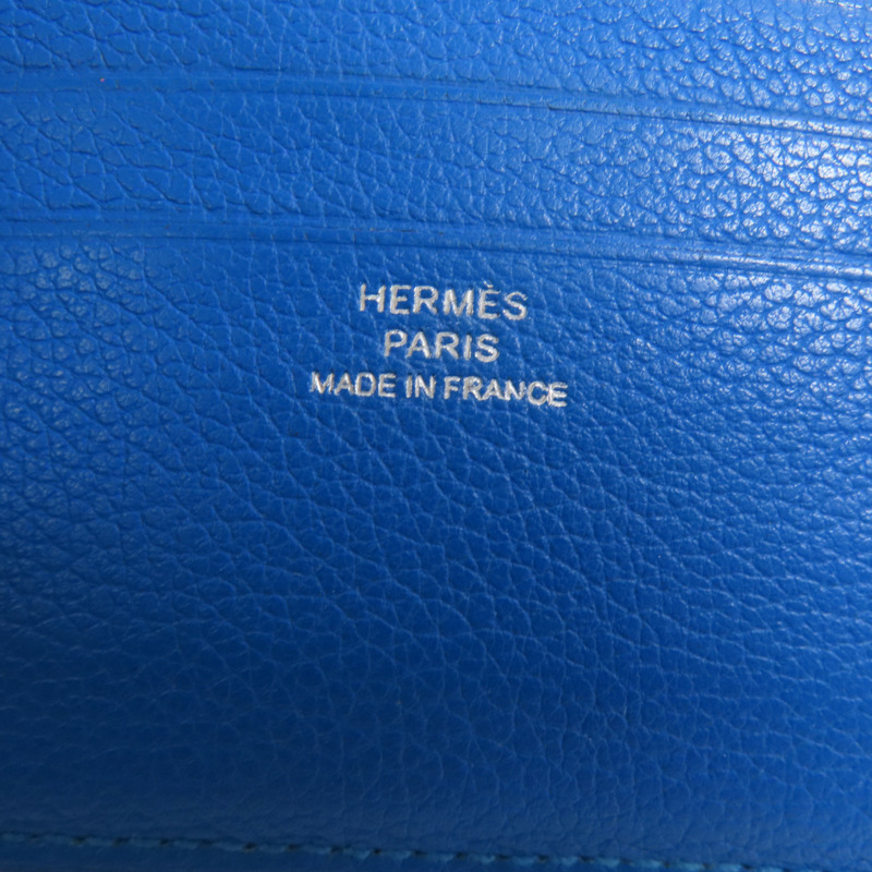 HERMES Evercolor皮革Citizen Twill Compact Wallet短錢包Bleu Hydra-12