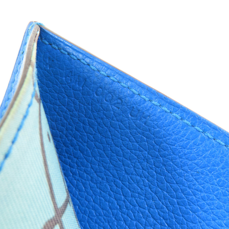 HERMES Evercolor皮革Citizen Twill Compact Wallet短錢包Bleu Hydra-16