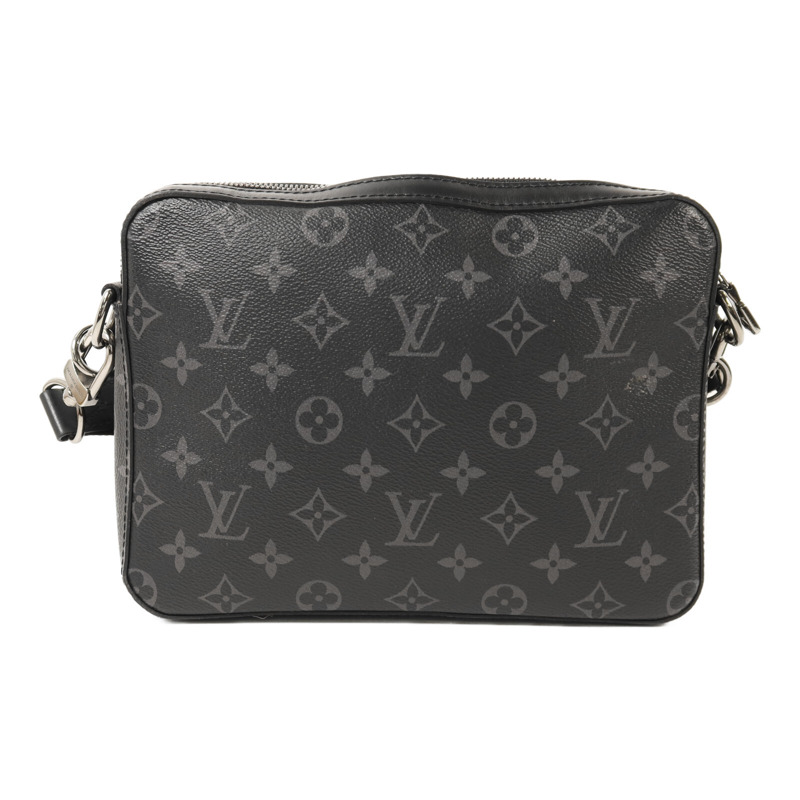 LOUIS VUITTON Monogram Eclipse Reverse Trio Messenger銀扣肩背袋灰色-1