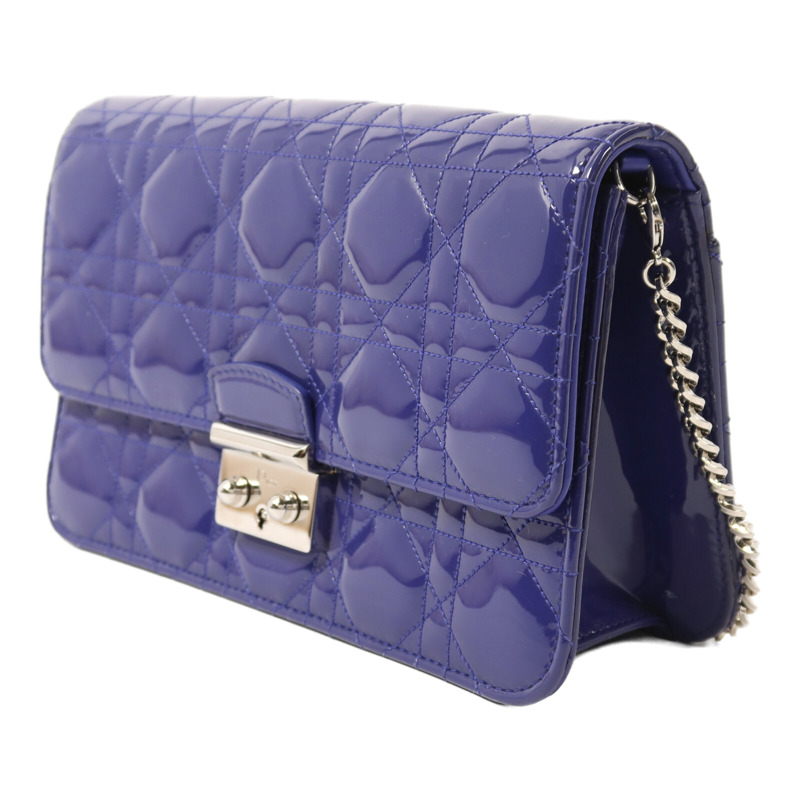 Dior 漆皮皮革Miss Dior Promenade Pouch銀扣鏈帶肩背袋-2