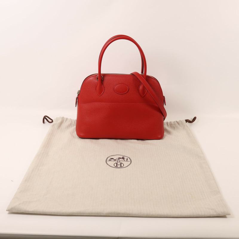 HERMES Epsom皮革Bolide 27銀扣手挽袋Rouge Casaque-9