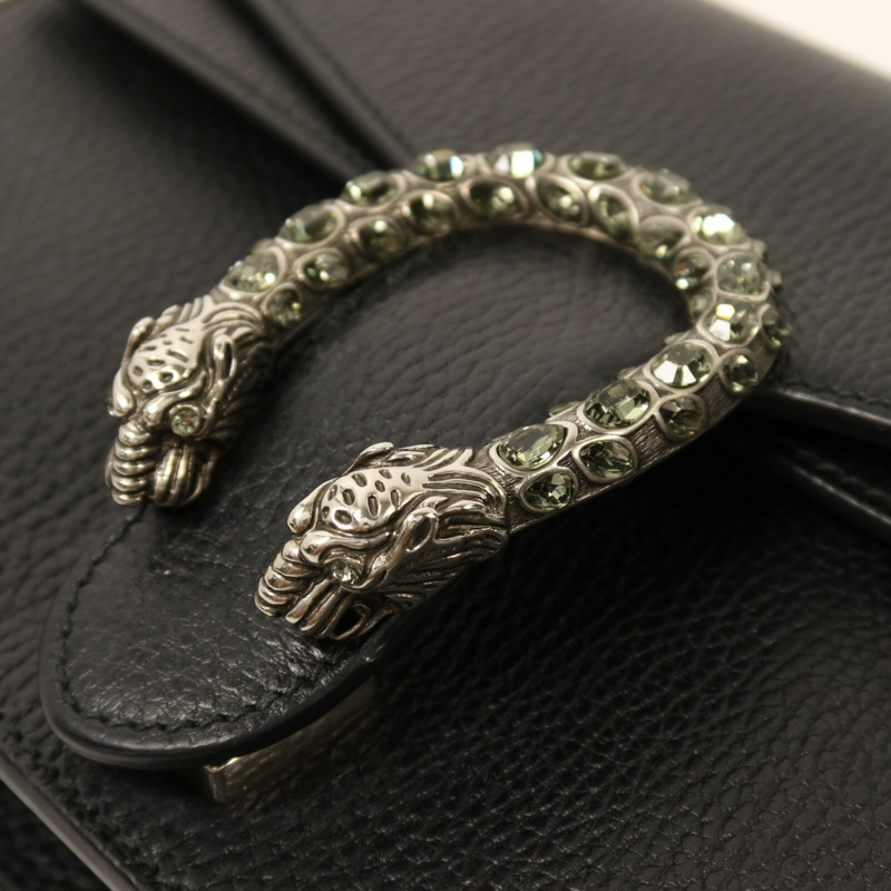 GUCCI 牛皮皮革Dionysus銀扣鏈帶肩背袋-11