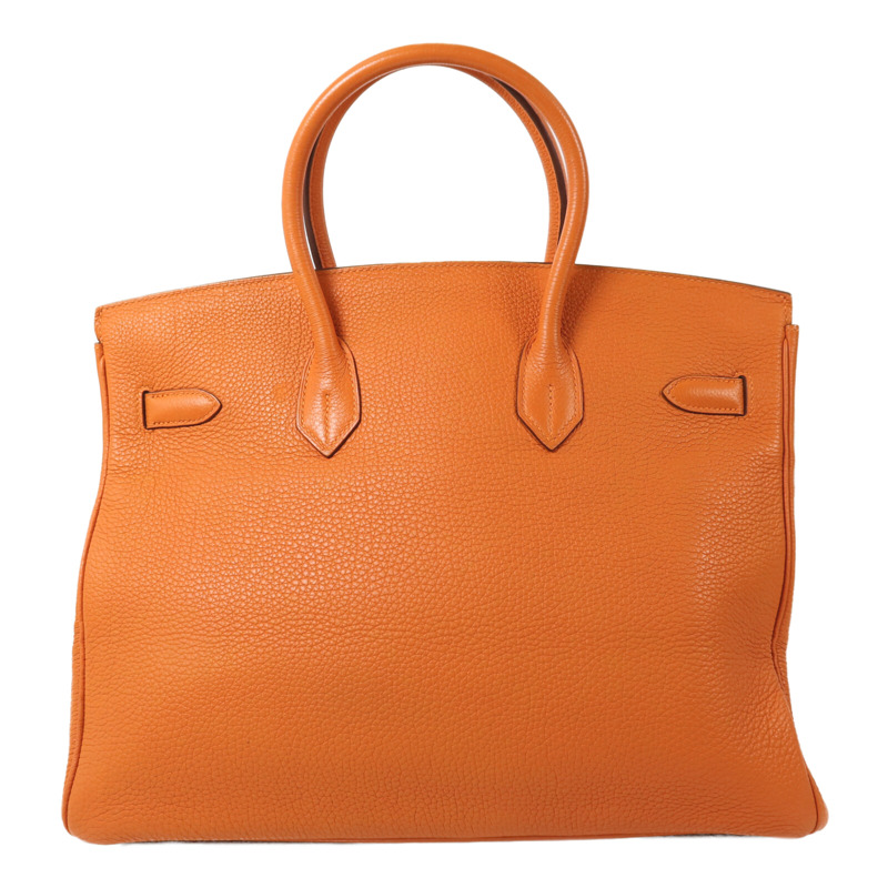 HERMES Togo皮革Birkin 35銀扣手挽袋Orange-1