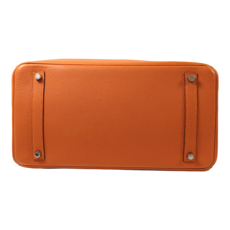 HERMES Togo皮革Birkin 35銀扣手挽袋Orange-3