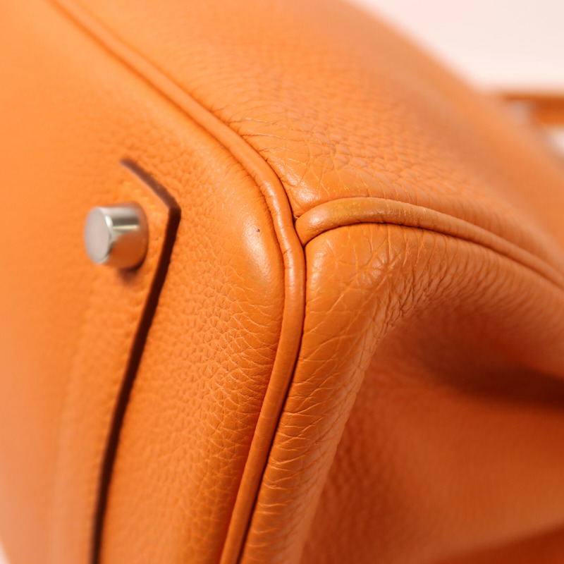 HERMES Togo皮革Birkin 35銀扣手挽袋Orange-14
