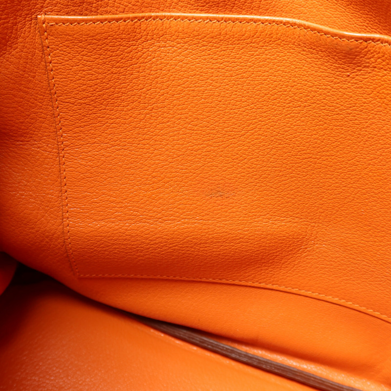 HERMES Togo皮革Birkin 35銀扣手挽袋Orange-15