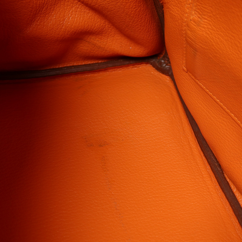 HERMES Togo皮革Birkin 35銀扣手挽袋Orange-16