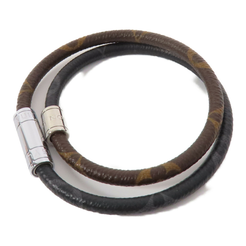 LOUIS VUITTON Monogram Macssar/Eclipse Keep It Double銀扣手鏈-1