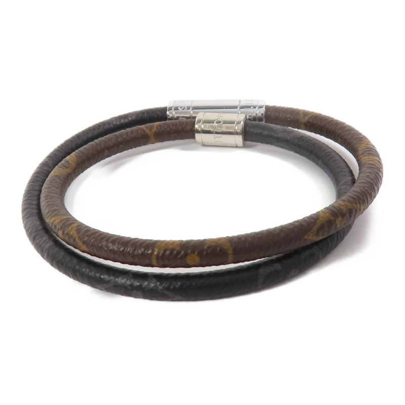 LOUIS VUITTON Monogram Macssar/Eclipse Keep It Double銀扣手鏈-2