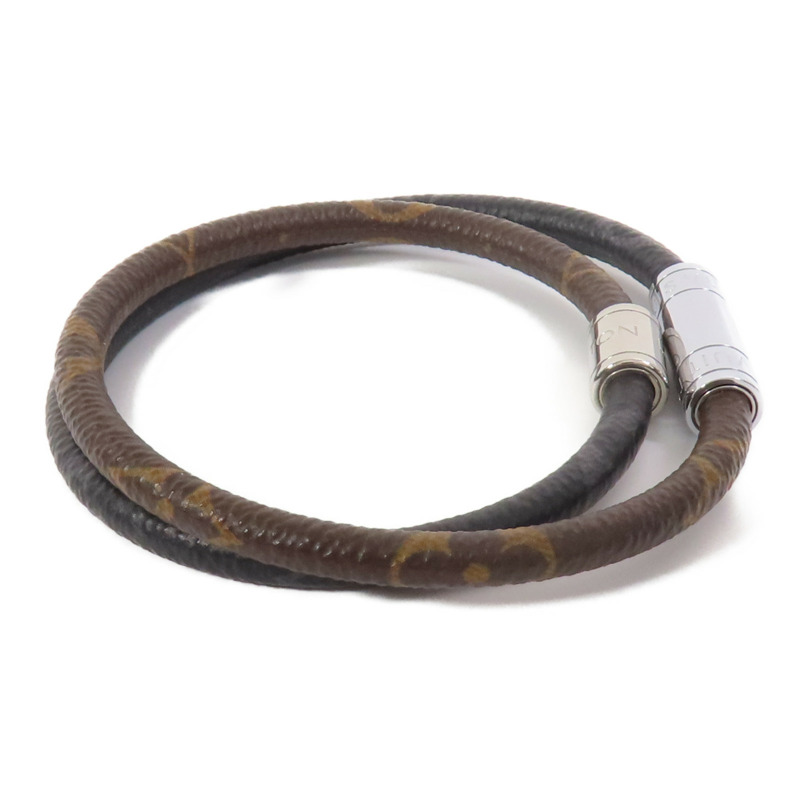 LOUIS VUITTON Monogram Macssar/Eclipse Keep It Double銀扣手鏈-3