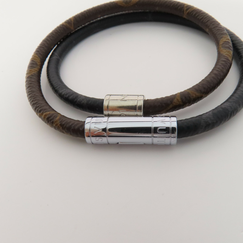 LOUIS VUITTON Monogram Macssar/Eclipse Keep It Double銀扣手鏈-4