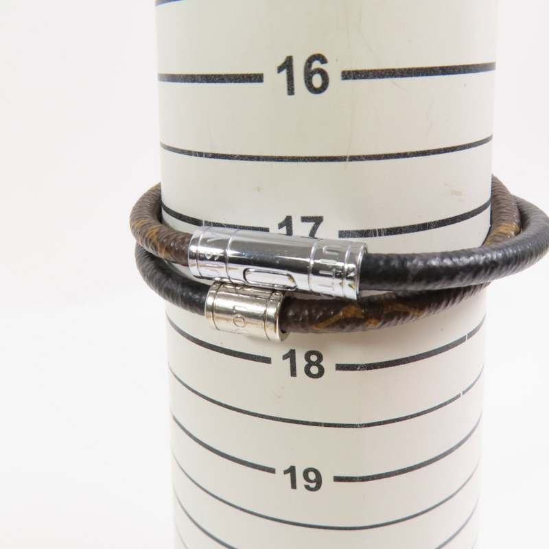 LOUIS VUITTON Monogram Macssar/Eclipse Keep It Double銀扣手鏈-5