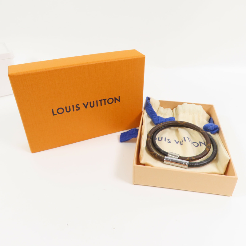 LOUIS VUITTON Monogram Macssar/Eclipse Keep It Double銀扣手鏈-6