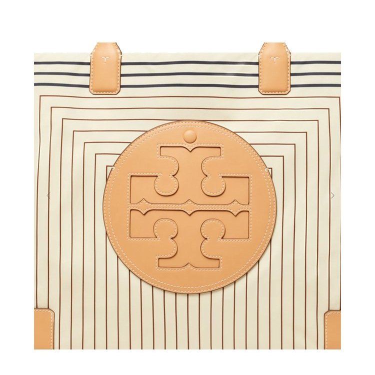 【TORY BURCH】高質感尼龍幾何印花大款托特包-卡其米白-3