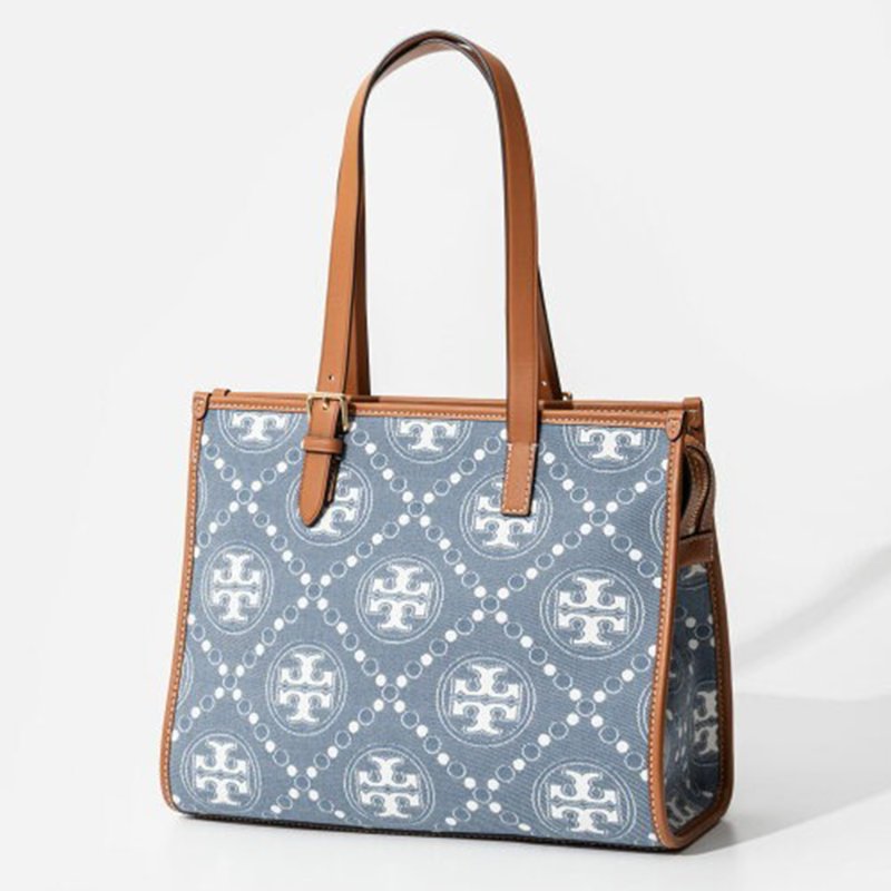【TORY BURCH】老花丹寧托套包-牛仔藍-1