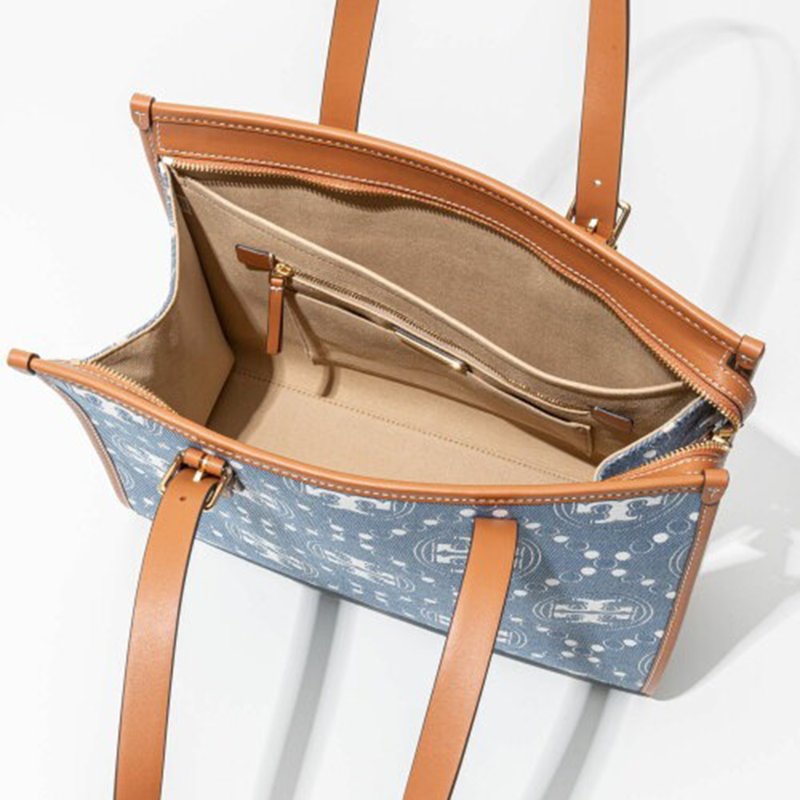【TORY BURCH】老花丹寧托套包-牛仔藍-4