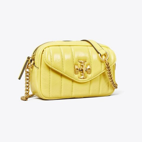 【TORY BURCH】專櫃款Kira羊皮鍊帶斜背包-黃色