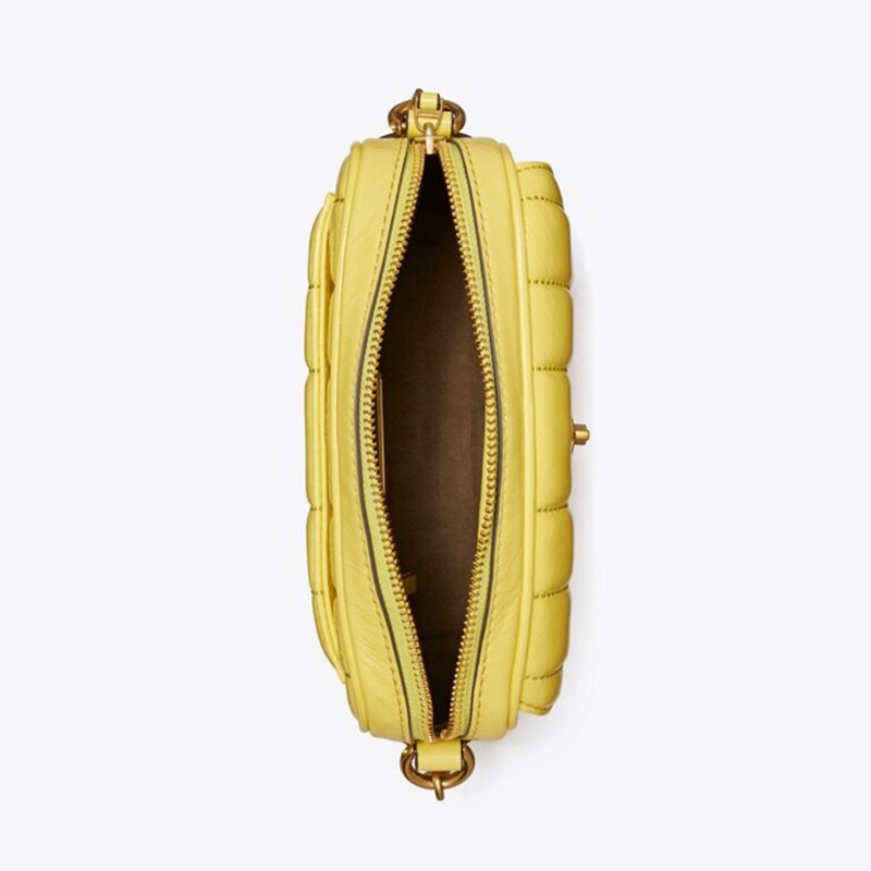 【TORY BURCH】專櫃款Kira羊皮鍊帶斜背包-黃色-3