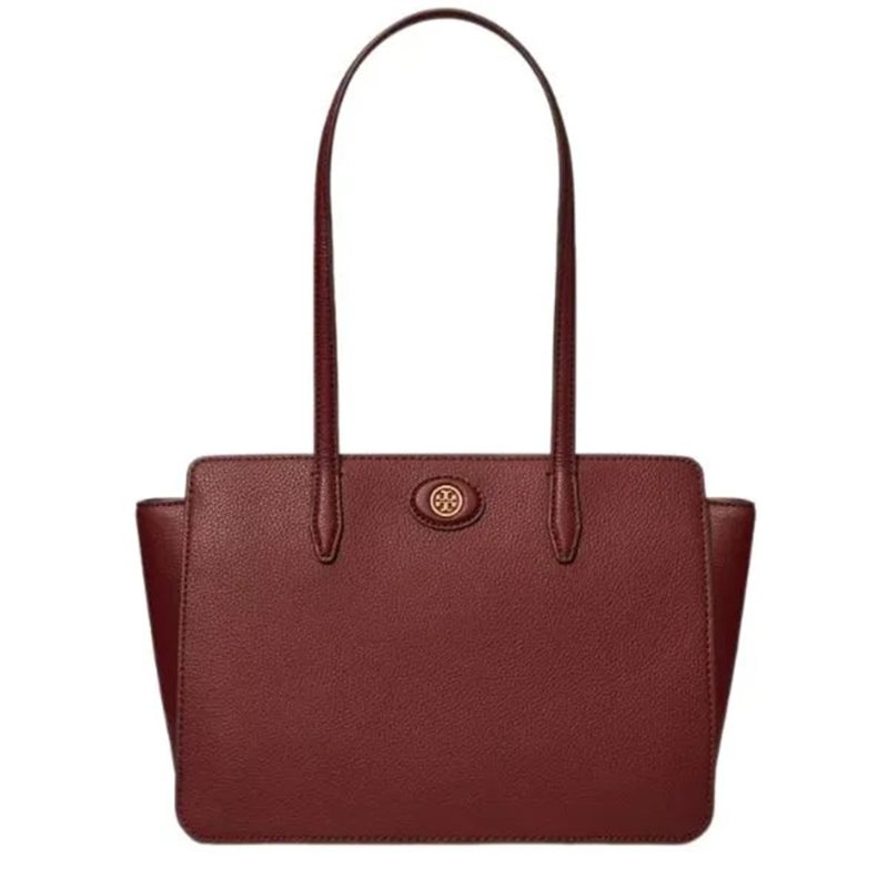 【TORY BURCH】荔枝皮革托特包-酒紅色-0