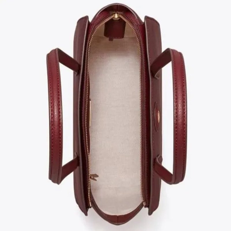 【TORY BURCH】荔枝皮革托特包-酒紅色-4