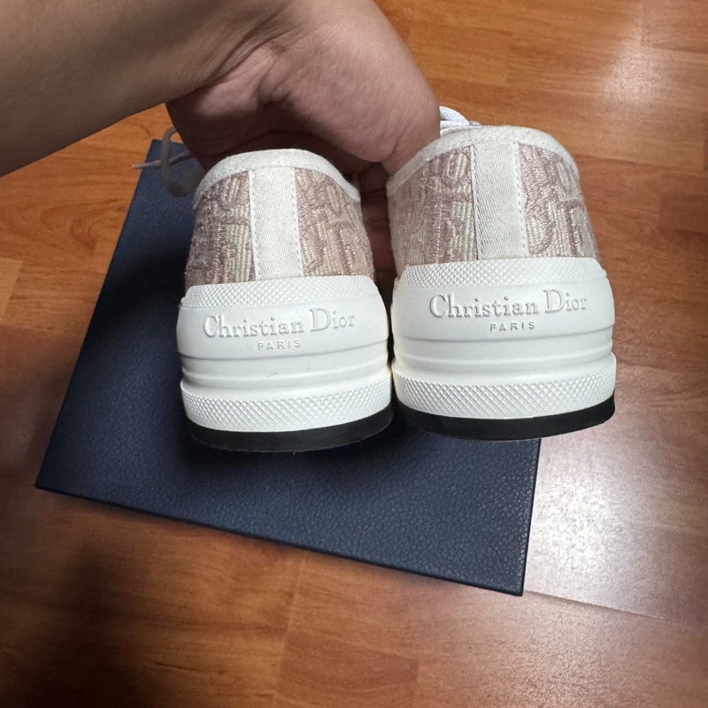 Dior正品滿印厚底鞋迪奧Walk'n'Oblique刺繡粉色 35碼-4
