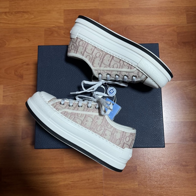 Dior正品滿印厚底鞋迪奧Walk'n'Oblique刺繡粉色 35碼-7