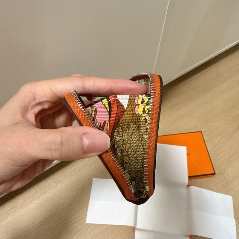 全新愛馬仕hermes 絲巾短夾錢包 稀有色-4