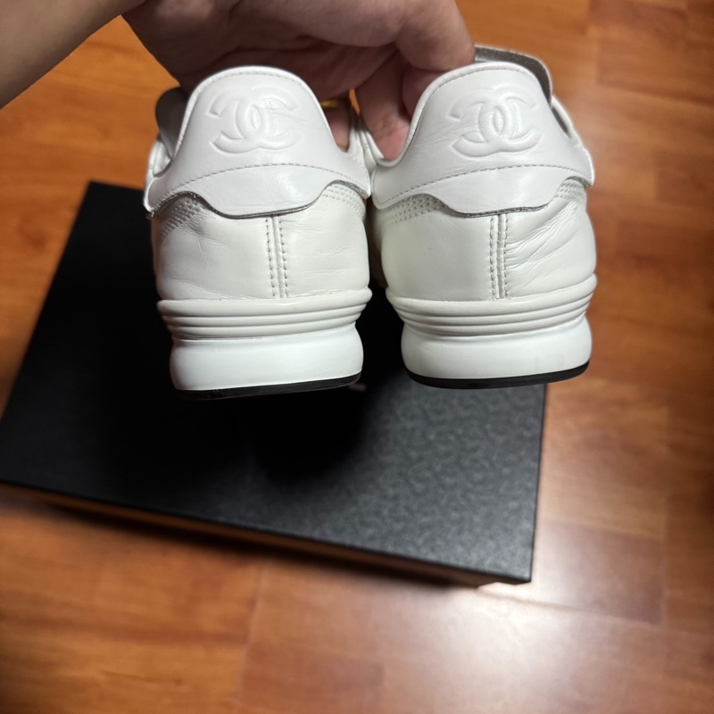 Chanel德訓鞋香奈兒25s油蠟皮徽標休閒鞋 白色 37碼-5