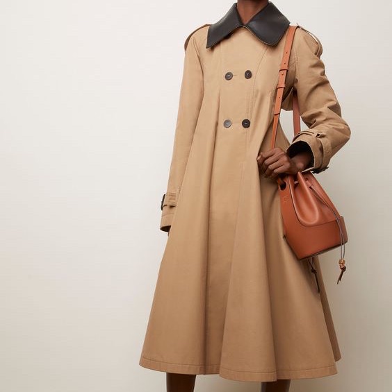 Loewe Pleated Trench Coat 卡其風衣外套 領子可拆-10