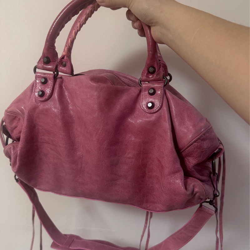 Balenciaga mini city 乾燥玫瑰粉機車包-1