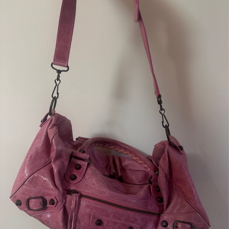 Balenciaga mini city 乾燥玫瑰粉機車包-2