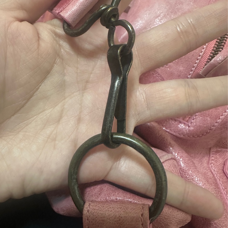 Balenciaga mini city 乾燥玫瑰粉機車包-12