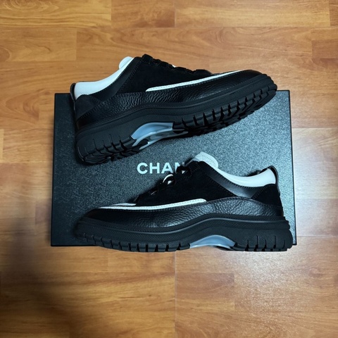 Chanel香奈兒25B熊貓運動鞋 厚底休閒鞋 女款 黑色 37碼