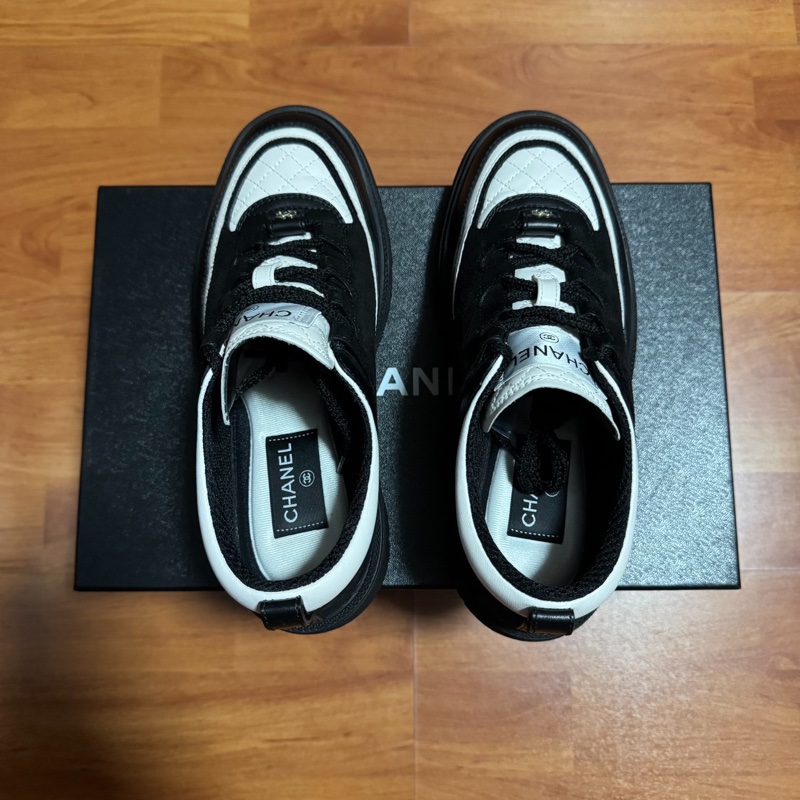 Chanel香奈兒25B熊貓運動鞋 厚底休閒鞋 女款 黑色 37碼-3