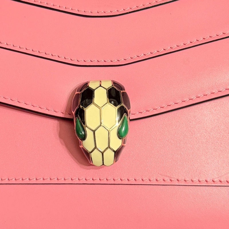 BVLGARI（寶格麗）Serpenti Forever 桃粉蛇頭鏈條包-11