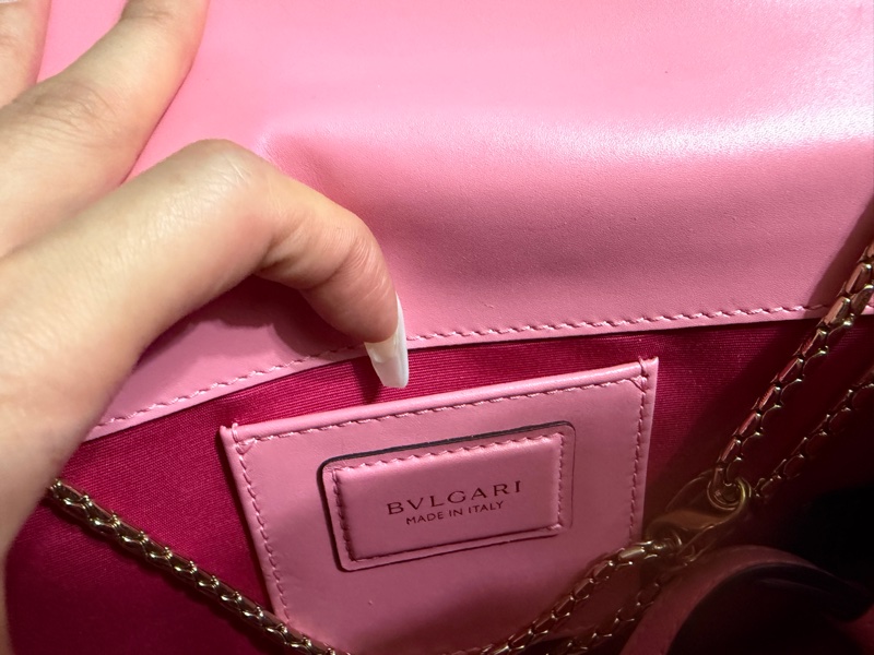 BVLGARI（寶格麗）Serpenti Forever 桃粉蛇頭鏈條包-14