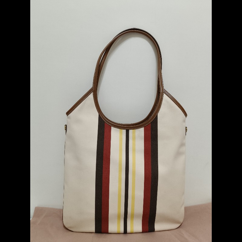 全新正品 miu miu ivy canvas 帆布+皮革邊托特包-2