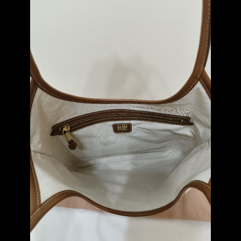 全新正品 miu miu ivy canvas 帆布+皮革邊托特包-4
