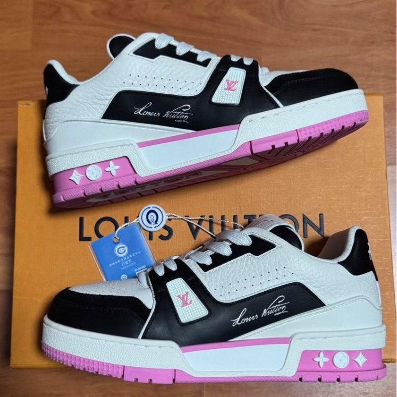 Lv Trainer粉色 路易威登低幫黑粉熊貓板鞋 女款 35碼-0