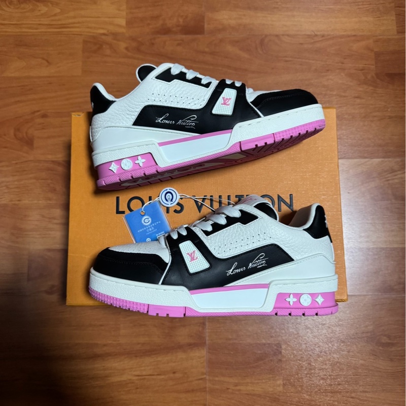 Lv Trainer粉色 路易威登低幫黑粉熊貓板鞋 女款 35碼-1