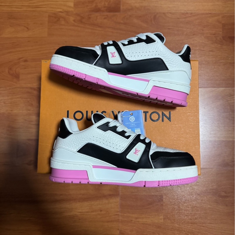 Lv Trainer粉色 路易威登低幫黑粉熊貓板鞋 女款 35碼-2
