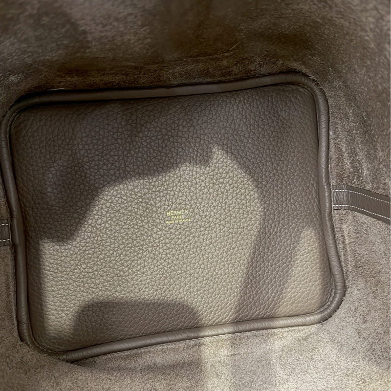 愛馬仕 菜籃子22大象灰金扣-6