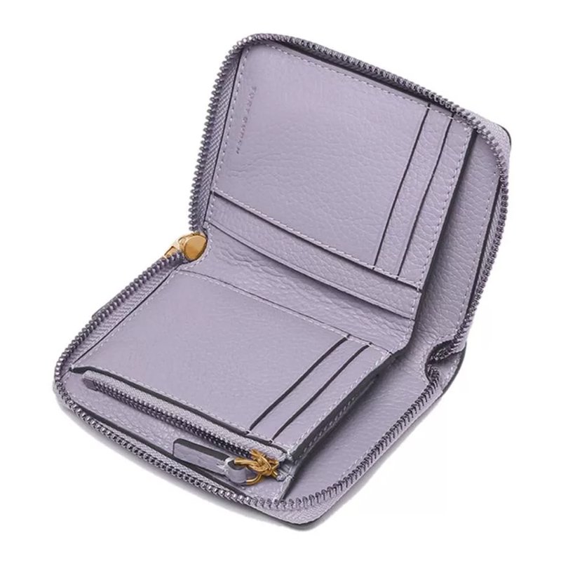 【TORY BURCH】雙T-LOGO素面拉鍊短夾-薰衣草紫-1