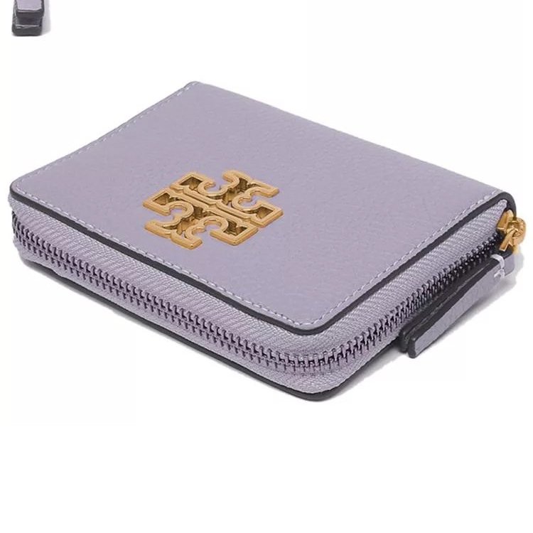 【TORY BURCH】雙T-LOGO素面拉鍊短夾-薰衣草紫-2
