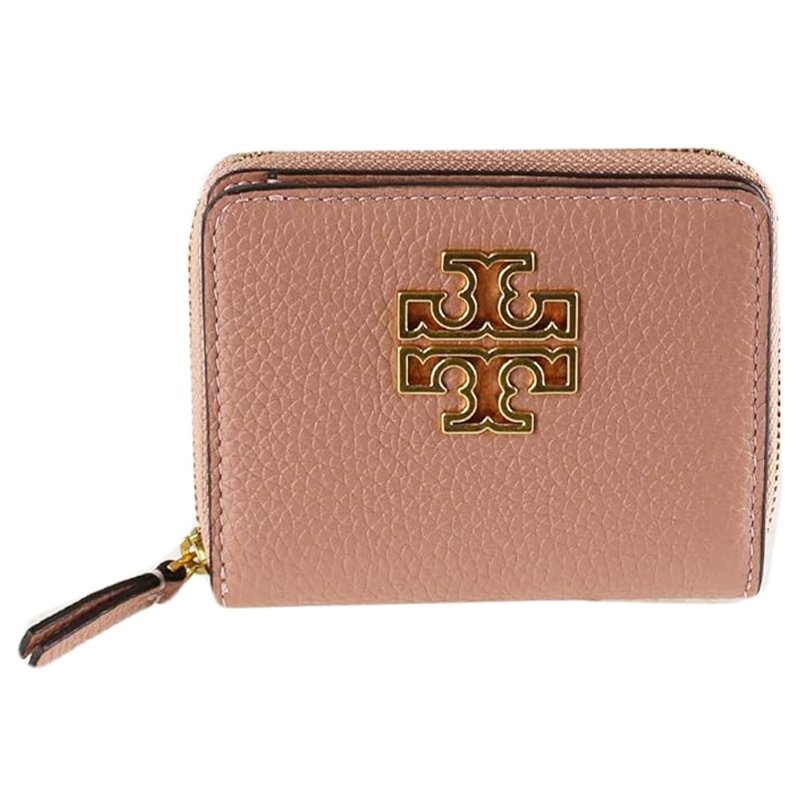 【TORY BURCH】簍空雙T LOGO零錢短夾-粉紅色-0