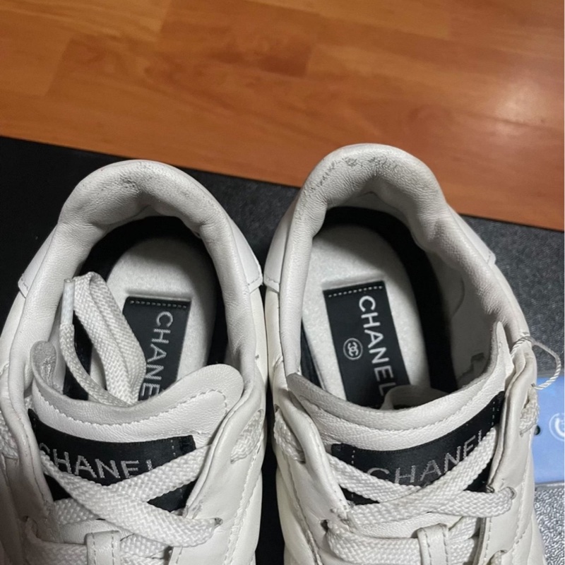 Chanel正品香奈兒德訓鞋 牛皮低幫休閒鞋 女款 白色 37碼-6