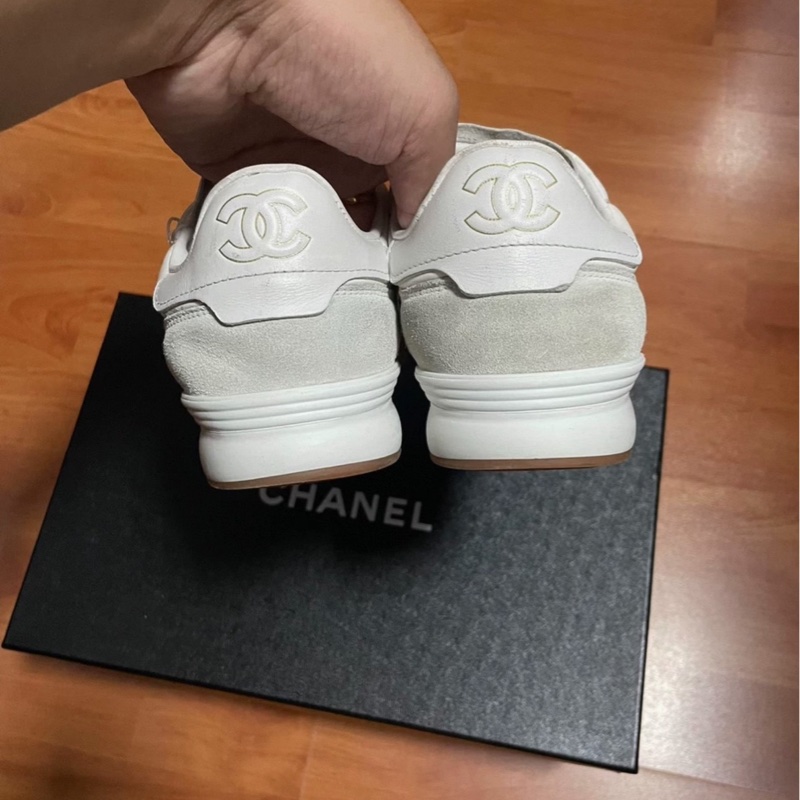 Chanel正品香奈兒德訓鞋 牛皮低幫休閒鞋 女款 白色 37碼-10