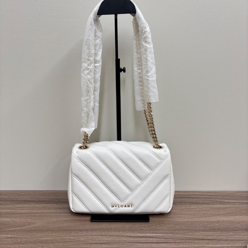 BVLGARI Serpenti Cabochon 白色全皮肩背斜背蛇頭包21*14*6 99新配件塵袋-5