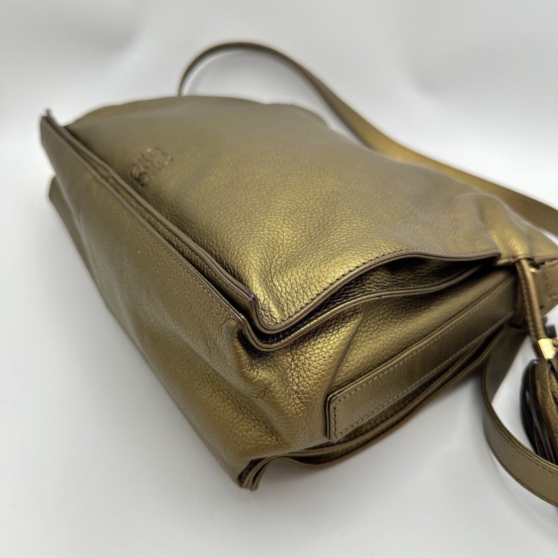 LOEWE FIamenco古銅色 流蘇福袋肩背斜背包28*19*9.5 98新配件塵袋-4